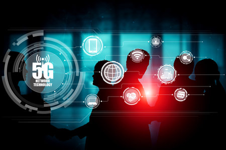 People network and international communication concept. Business people with modern graphic...