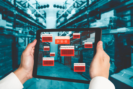 Smart warehouse management system using augmented reality technology to identify package picking and...