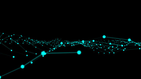 Wave of connection network dots of innovative creation . Concept of future communication computer...