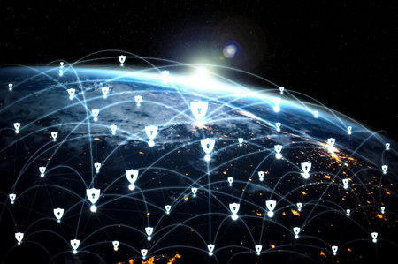 Cyber security technology and online data protection in innovative perception . Concept of...