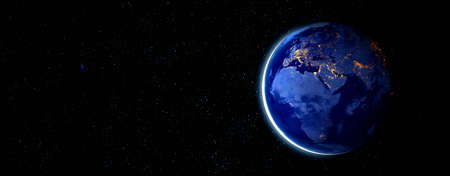 Planet earth globe view from space showing realistic earth surface and  map as in outer space point of view . Elements of this image furnished by  planet earth from space photos.の写真素材