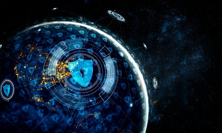 Cyber security technology and online data protection in innovative perception . Concept of...