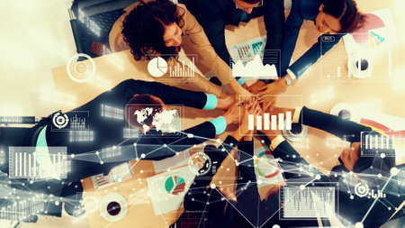 Creative visual of business people in the corporate staff meeting . Concept of digital technology for marketing data analysis and investment decision making .の写真素材