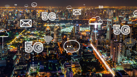 Smart digital city with globalization abstract graphic showing connection network . Concept of...