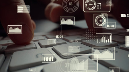 Creative visual of business big data and finance analysis on computer showing concept of statistical...