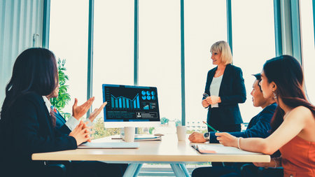 Business visual data analyzing technology by creative computer software . Concept of digital data...