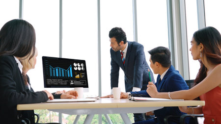 Business visual data analyzing technology by creative computer software . Concept of digital data...