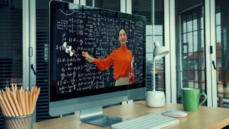 E-learning and Online Education for Student and University Concept. Video conference call technology to carry out digital training course for student to do remote learning from anywhere.の写真素材