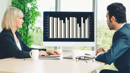 Business visual data analyzing technology by creative computer software . Concept of digital data for marketing analysis and investment decision making .の写真素材