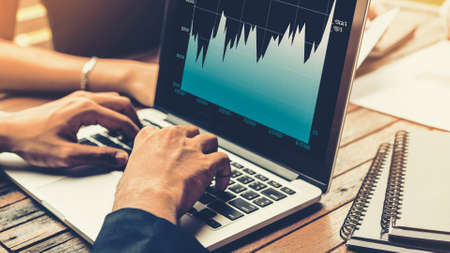 Business visual data analyzing technology by creative computer software . Concept of digital data for marketing analysis and investment decision making .の写真素材