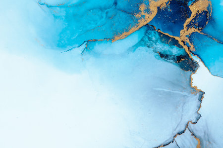 Luxury blue abstract background of marble liquid ink art painting on paper . Image of original...