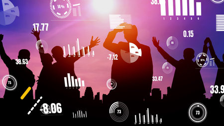 Achievement and Business Goal Success conceptual - Creative business people with icon graphic...