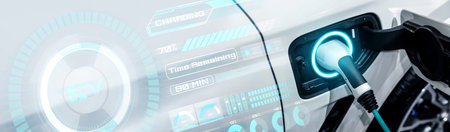 EV charging station for electric car in concept of alternative green energy produced from...