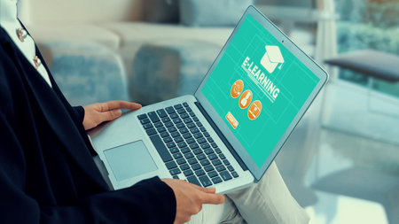 E-learning and Online Education for Student and University Concept. Video conference call technology...