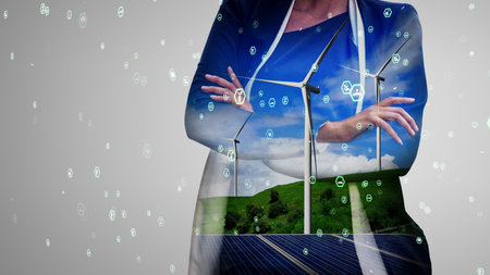 Conceptual environmental conservation and sustainable ESG development . 3D render computer graphic .