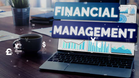 Finance and Money Transaction Technology conceptual . Icon Graphic interface showing fintech trade exchange, profit statistics analysis and market analyst service in modern computer application.の写真素材
