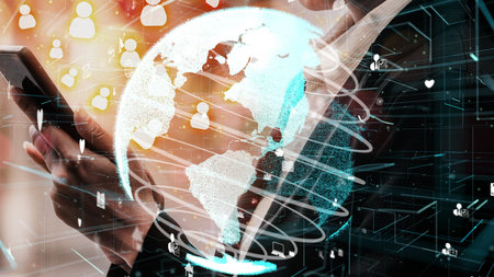 Human Resources Recruitment and People Networking conceptual . Modern graphic interface showing professional employee hiring and headhunter seeking interview candidate for future manpower.の写真素材