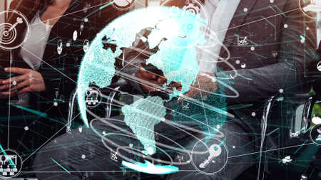 KPI Key Performance Indicator for Business conceptual - Modern graphic interface showing symbols of job target evaluation and analytical numbers for marketing KPI management.の写真素材