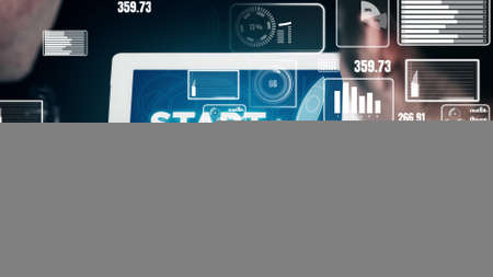 Start Up Business of Creative People conceptual - Modern graphic interface showing symbol of entrepreneurship, fund, and project plan to start a new small business by smart group of entrepreneur.の写真素材