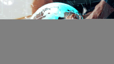 Conceptual business dashboard for financial data analysis . 3D render computer graphic .の写真素材