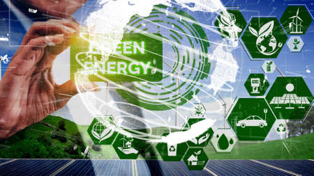 Conceptual environmental conservation and sustainable ESG development . 3D render computer graphic .の写真素材
