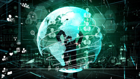 Conceptual people network linking and connection . 3D render computer graphic .