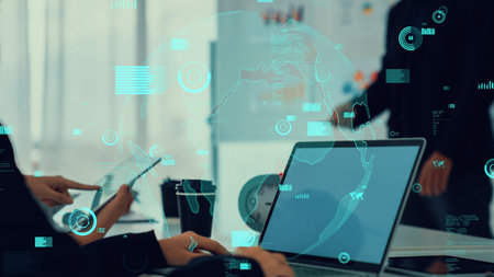 Business dashboard for financial data analysis envisional graphic . Marketing strategy concept .