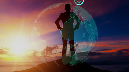 Achievement and Business Goal Success conceptual - Creative business people with icon graphic...