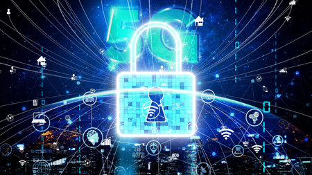 Cyber security encryption technology to protect data privacy conceptual . 3D render computer graphic...