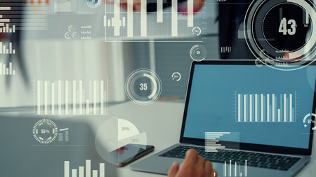 Business dashboard for financial data analysis envisional graphic . Marketing strategy concept .