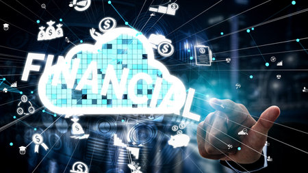 Finance and Money Transaction Technology conceptual . Icon Graphic interface showing fintech trade...