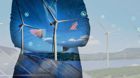 Conceptual environmental conservation and sustainable ESG development . 3D render computer graphic .の写真素材