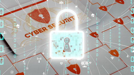 Cyber security encryption technology to protect data privacy conceptual . 3D render computer graphic...