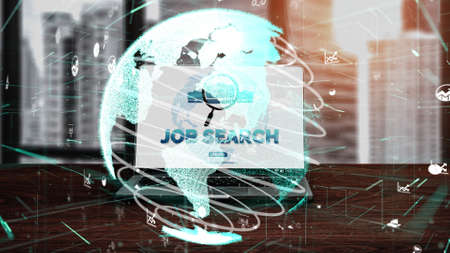 Human Resources Recruitment and People Networking conceptual . Modern graphic interface showing professional employee hiring and headhunter seeking interview candidate for future manpower.の写真素材