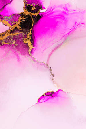 Pink gold abstract background of marble liquid ink art painting on paper . Image of original artwork watercolor alcohol ink paint on high quality paper texture .の写真素材