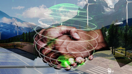 Conceptual environmental conservation and sustainable ESG development . 3D render computer graphic .