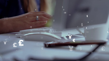 Conceptual business dashboard for financial data analysis . 3D render computer graphic .の写真素材