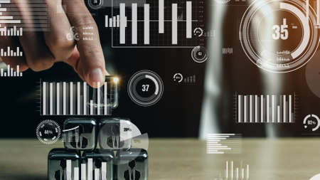 Conceptual business dashboard for financial data analysis . 3D render computer graphic .の写真素材