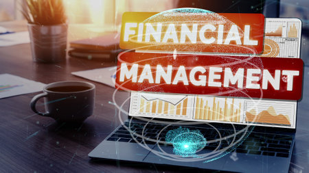 Finance and Money Transaction Technology conceptual . Icon Graphic interface showing fintech trade exchange, profit statistics analysis and market analyst service in modern computer application.の写真素材
