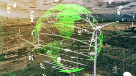 Environmental conservation technology and approaching global sustainable ESG by clean energy and power from renewable natural resourcesの写真素材