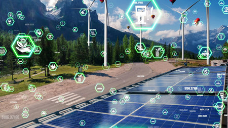 Environmental conservation technology and approaching global sustainable ESG by clean energy and power from renewable natural resourcesの写真素材