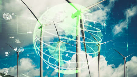 Environmental conservation technology and approaching global sustainable ESG by clean energy and power from renewable natural resourcesの写真素材