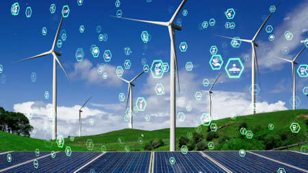 Environmental conservation technology and approaching global sustainable ESG by clean energy and power from renewable natural resourcesの写真素材