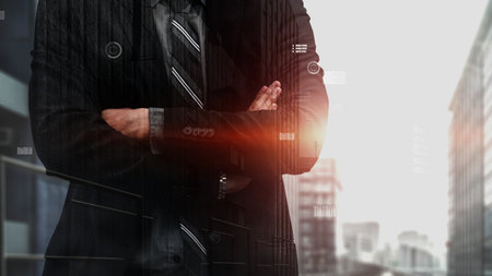 Conceptual business dashboard for financial data analysis . 3D render computer graphic .の写真素材