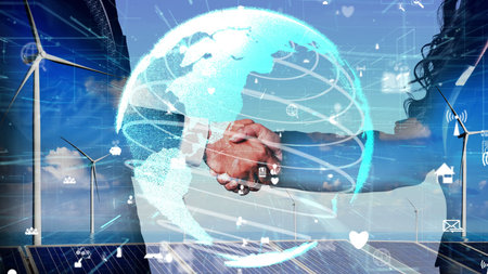 Conceptual environmental conservation and sustainable ESG development . 3D render computer graphic .