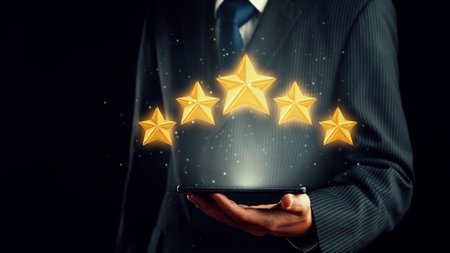 Customer review satisfaction feedback survey data for shrewd business . User give rating to service...