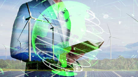 Conceptual environmental conservation and sustainable ESG development . 3D render computer graphic .の写真素材