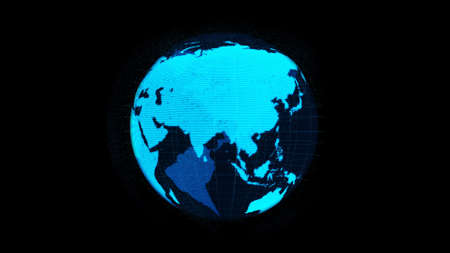 3D Digital orbital earth in cyberspace showing concept of network technology . Hologram of globe sphere graphic connect to internet presents global communication and connection network . 3D render .の写真素材