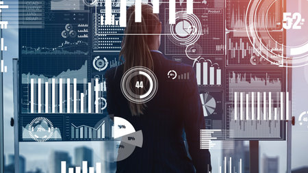 Big Data Technology for Business Finance Analytic conceptual . Modern graphic interface shows...