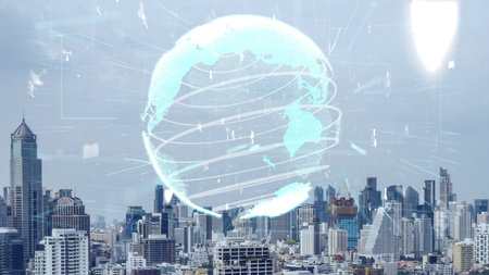 Global connection and the internet network alteration in smart city . Concept of future wireless...